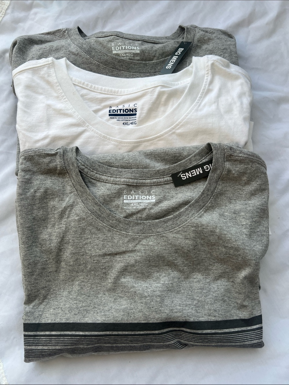 Basic Editions Tee Bundle - Gray & White Crew Necks